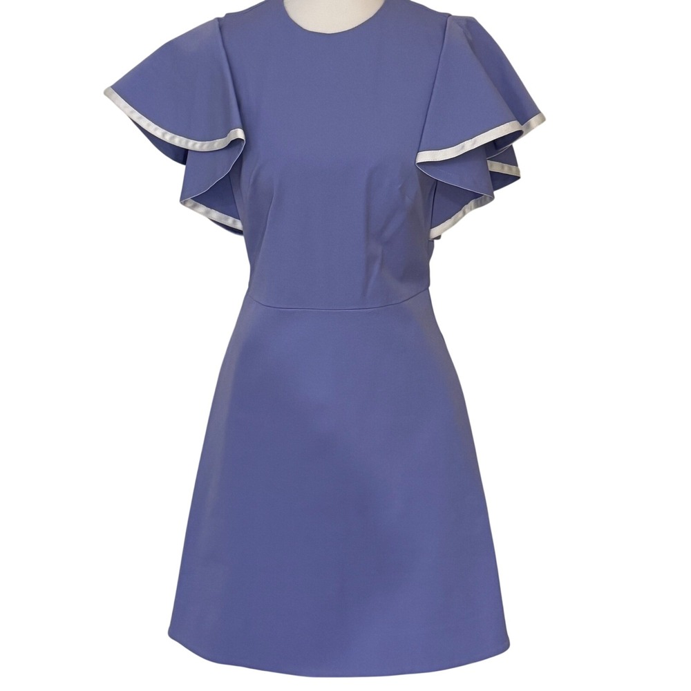 Pearl Lela Rose 2 Periwinkle Stretch Cotton Flutter Sleeve Dress brunch Easter
